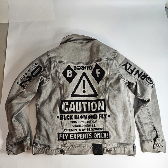 Born Fly Denim Jacket Men Small...no zipper - Picture 1 of 4
